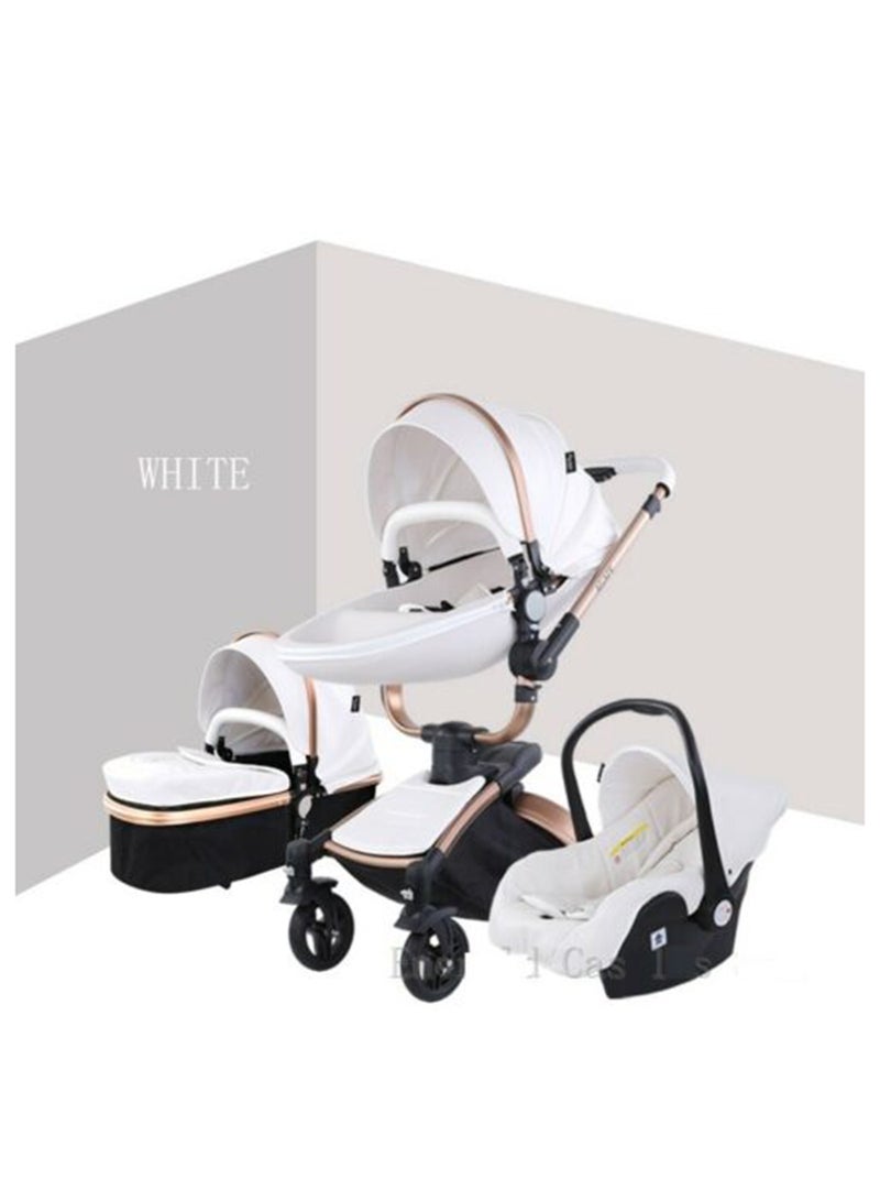 Luxury Baby Stroller 3 In 1 Fashion Carriage Gold Frame Pram