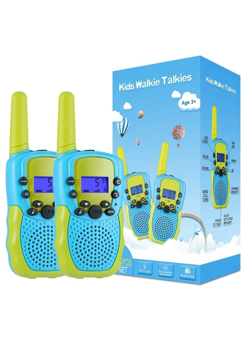 Toys for 3-12 Year Old Boys Girls, Walkie Talkies for Kids 22 Channels 2 Way Radio Toy with Backlit LCD Flashlight, 3 Miles Range for Outside, Camping, Hiking (Blue)