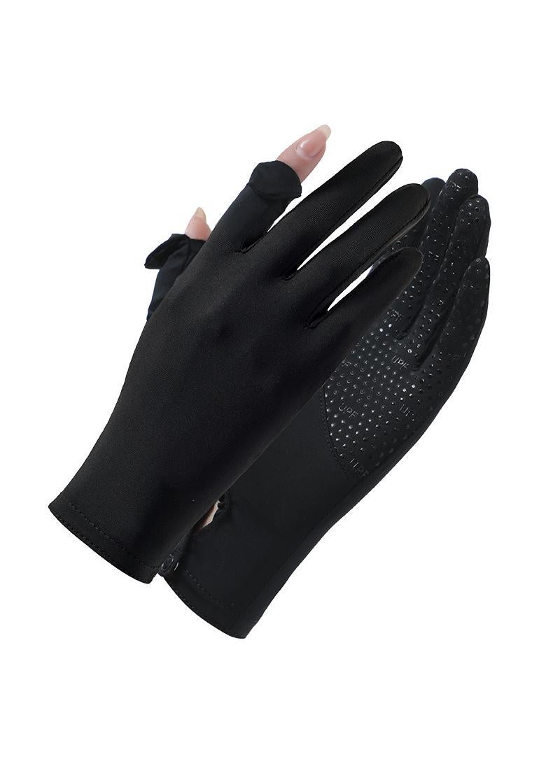 Women's Cool Outdoor Sunscreen Breathable Non-slip Sports Cycling Ice Silk Gloves