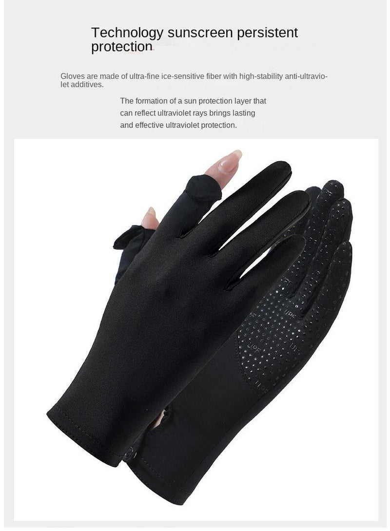 Women's Cool Outdoor Sunscreen Breathable Non-slip Sports Cycling Ice Silk Gloves