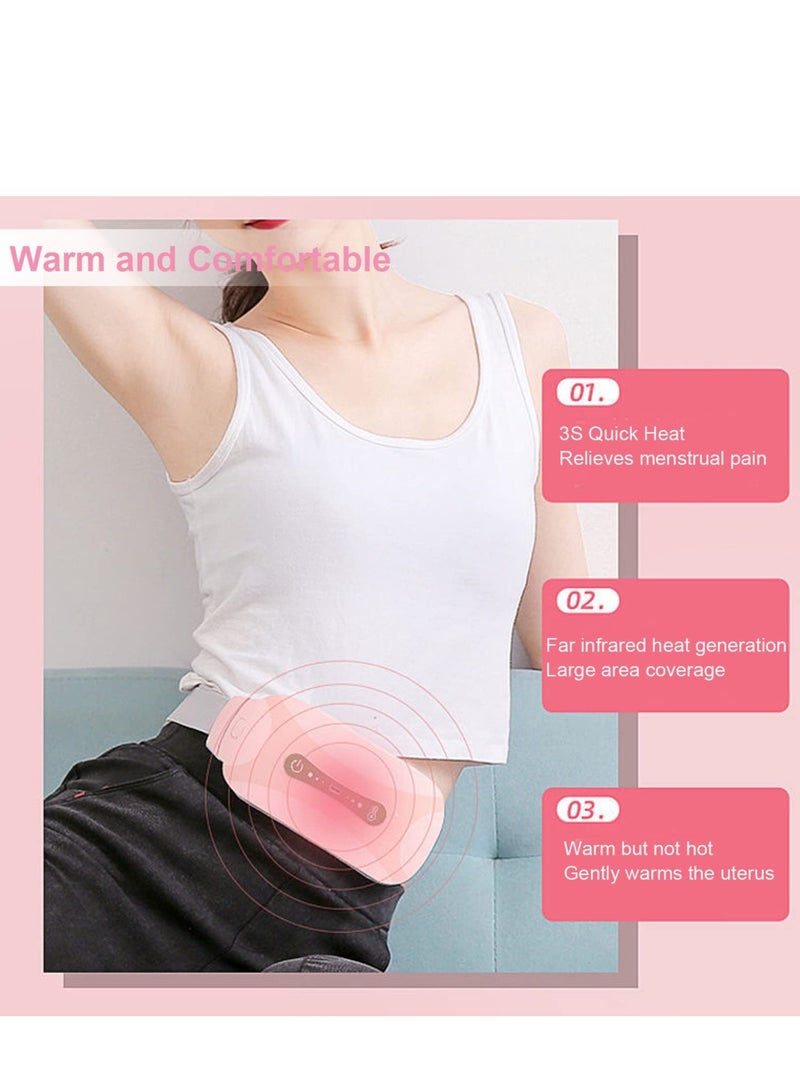 Pain Relief Heating Pad Menstrual Cramp Massager with 3 Heat Levels & 3 Massages Modes Rechargeable Pink