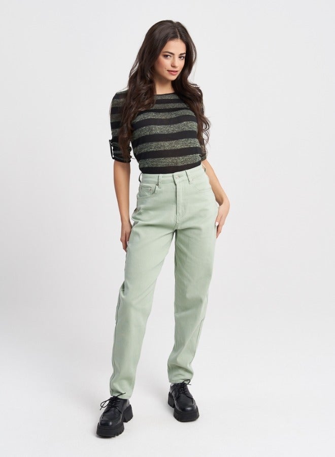 Mint Green High-Waist Jeans