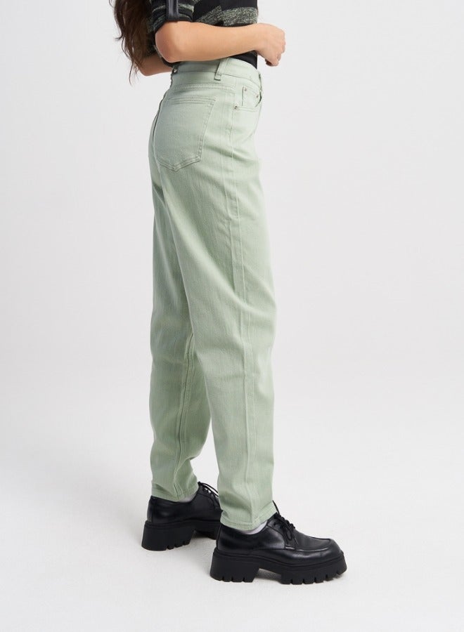 Mint Green High-Waist Jeans