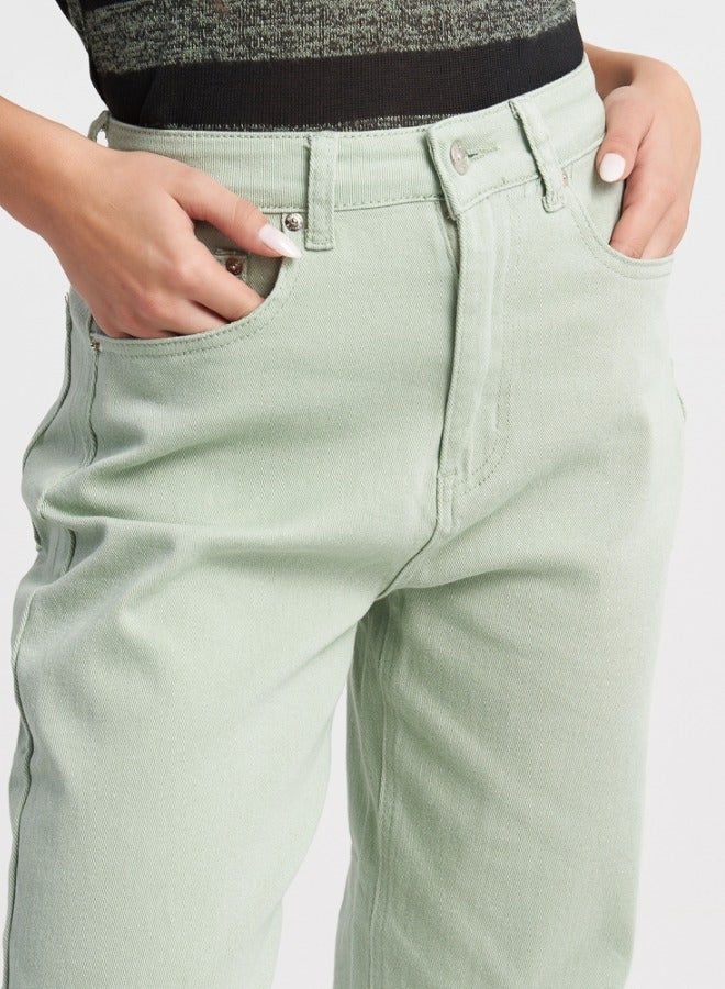 Mint Green High-Waist Jeans