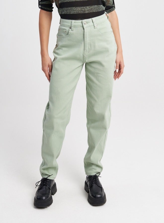 Mint Green High-Waist Jeans