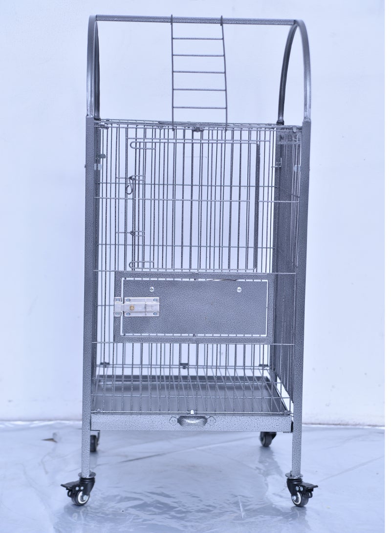 MBS Fancy Flight Bird Cage - Durable Iron & Steel, Foldable, Silver & Black Texture, Stylish Design, Easy Assembly, Height 115.57 cm, Depth 45.72 cm, Width 45.72 cm, Powder Coating, Wheels