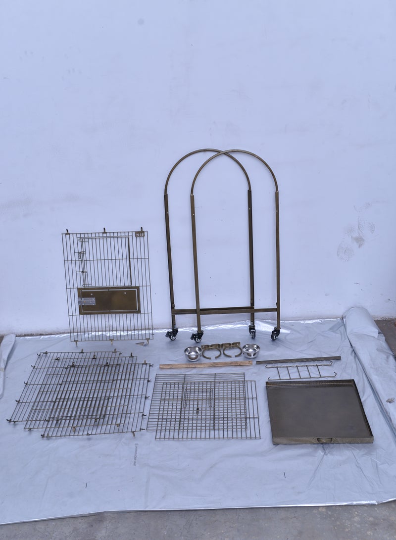 MBS Fancy Flight Bird Cage - Durable Iron & Steel, Foldable, Silver & Black Texture, Stylish Design, Easy Assembly, Height 115.57 cm, Depth 45.72 cm, Width 45.72 cm, Powder Coating, Wheels