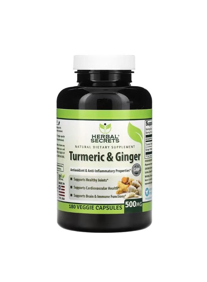 Turmeric & Ginger 500 mg 180 Veggie Capsules