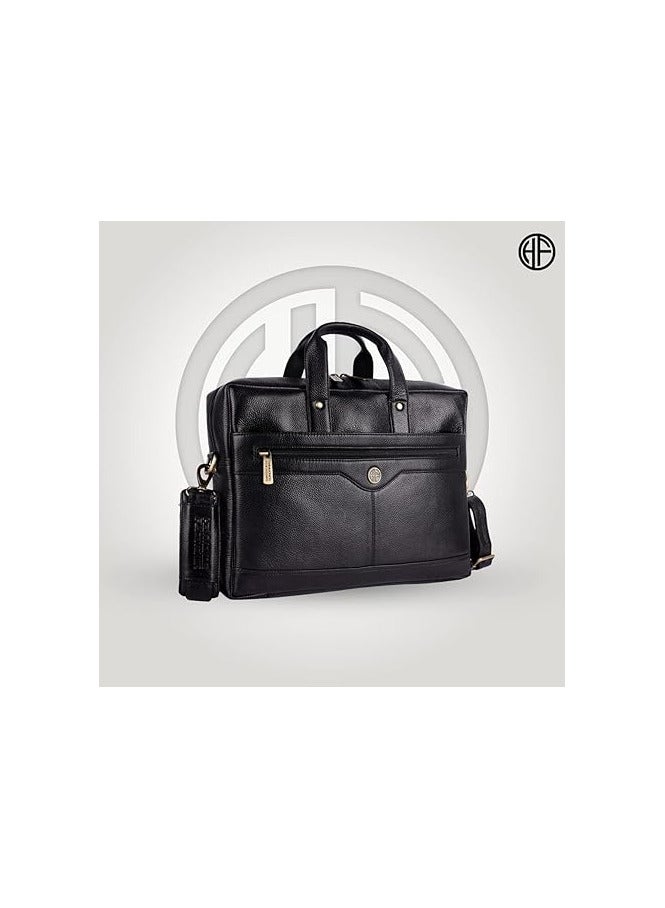 Laptop Bag for Men - Leather Office Bag with Multiple Compartments - Fits 14/15.6/16 Inch Laptop Bag - Messenger and Shoulder Bag for Travel - Water Resistant - LB137BK-US4S