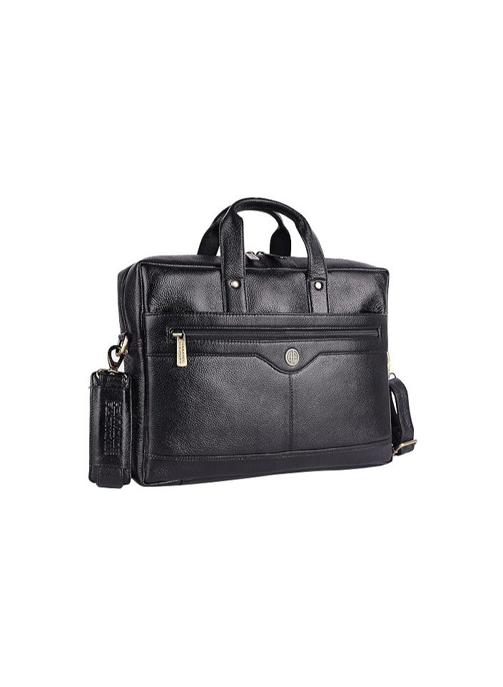Laptop Bag for Men - Leather Office Bag with Multiple Compartments - Fits 14/15.6/16 Inch Laptop Bag - Messenger and Shoulder Bag for Travel - Water Resistant - LB137BK-US4S