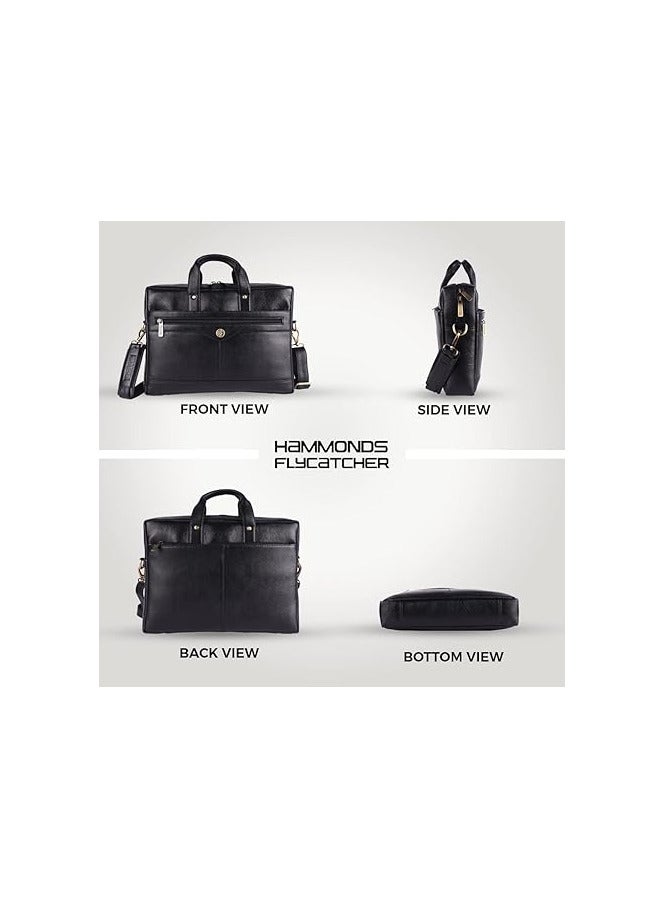 Laptop Bag for Men - Leather Office Bag with Multiple Compartments - Fits 14/15.6/16 Inch Laptop Bag - Messenger and Shoulder Bag for Travel - Water Resistant - LB137BK-US4S