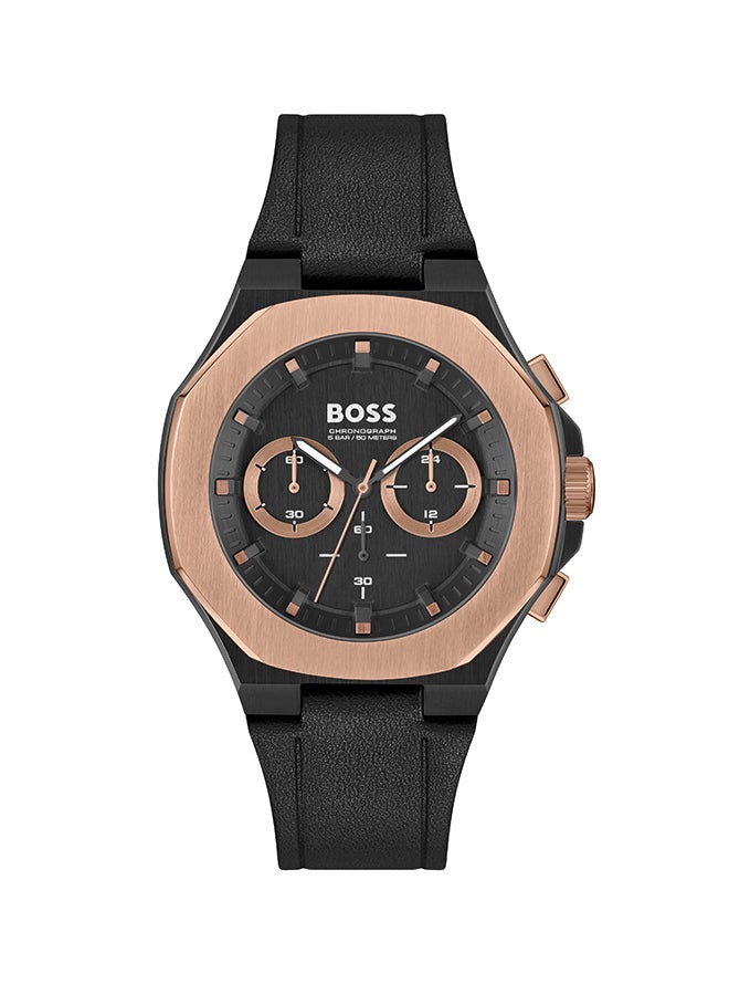 Men's Chronograph Tonneau Shape Leather Wrist Watch 1514089 - 45 Mm