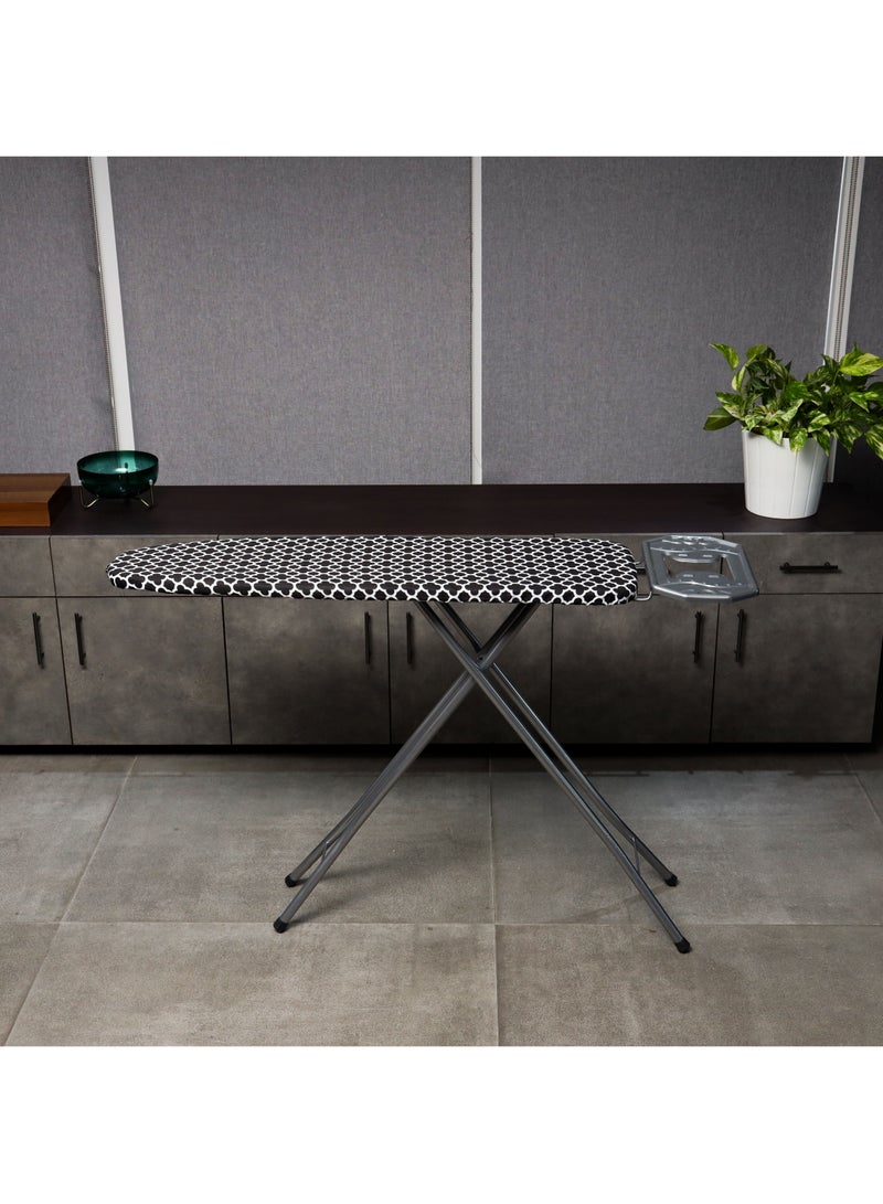 Royalford Leona Ironing Board| RF11245|Iron Table with Adjustable Height Mechanism| Heat Resistant Cotton Cover| Monoblock Metal Base - Red