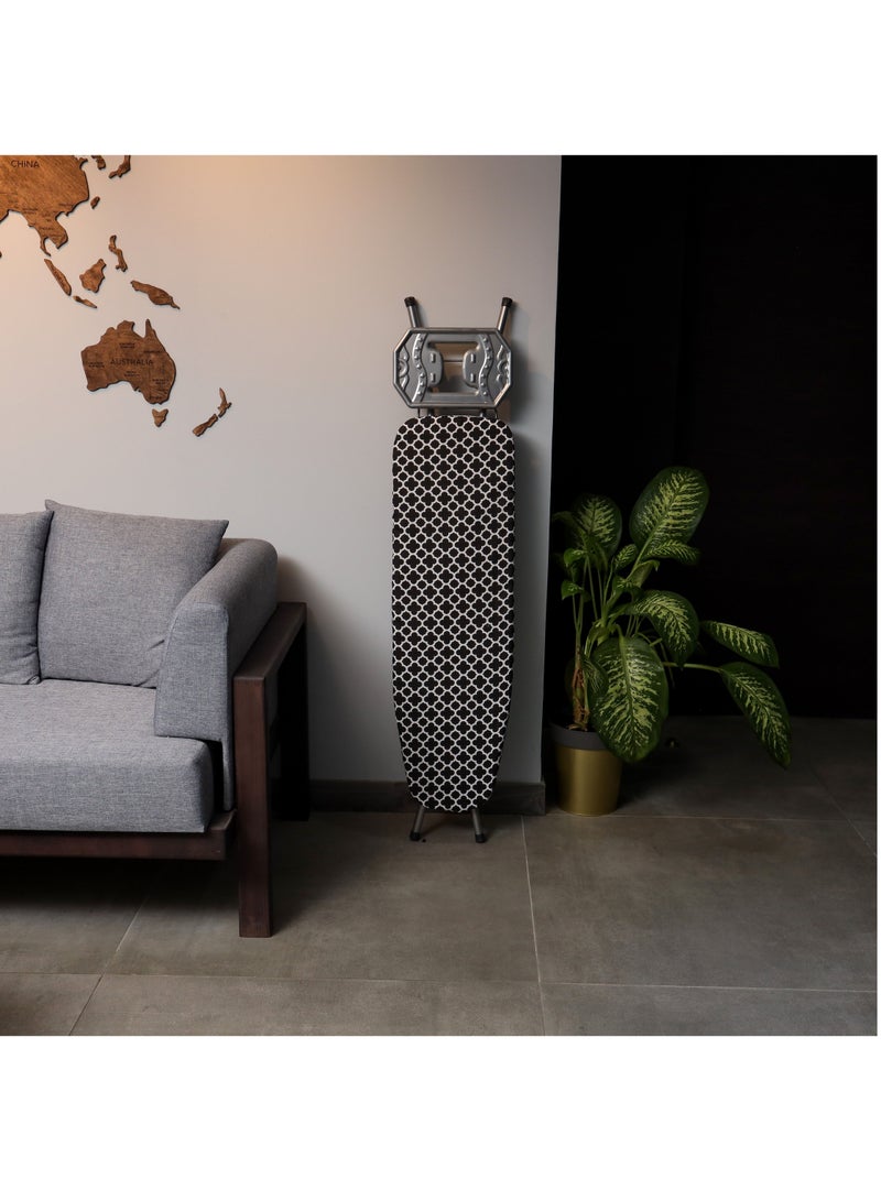 Royalford Leona Ironing Board| RF11245|Iron Table with Adjustable Height Mechanism| Heat Resistant Cotton Cover| Monoblock Metal Base - Red