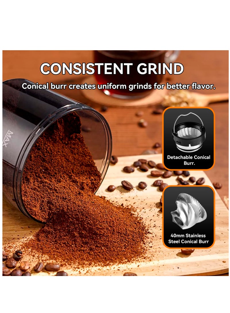 Electric Burr Coffee Grinder with Digital Control, Espresso Grinder with 31 Precise Settings for 1-10 Cups, Coffee Grinder Electric with Time Display, Black