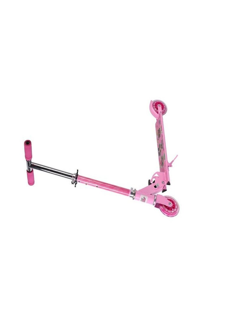 Kids 3 Wheeler Pink Color Folding Height Adjustable Scooter with Brake & Bell and LED Light for Kids Girls Childrens