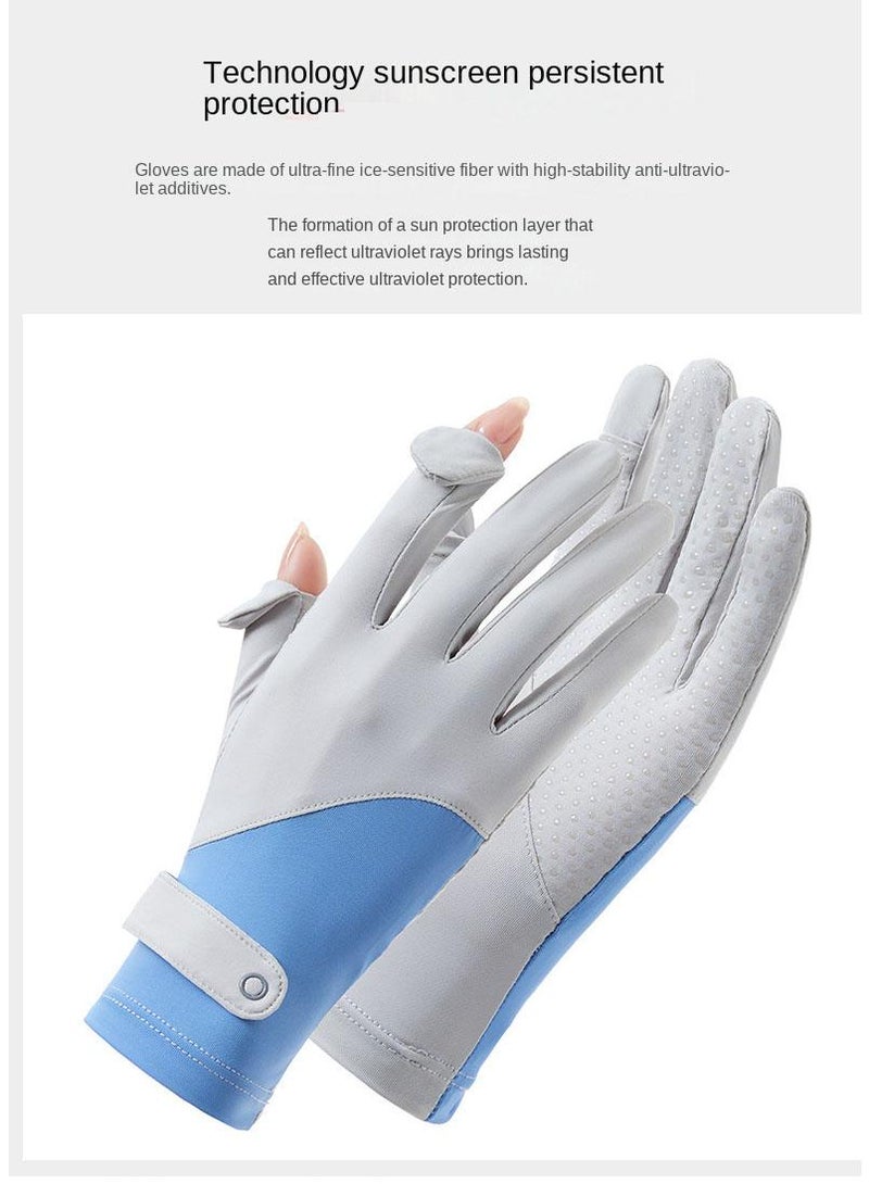 Women's Cool Outdoor Sunscreen Breathable Non-slip Sports Cycling Ice Silk Gloves