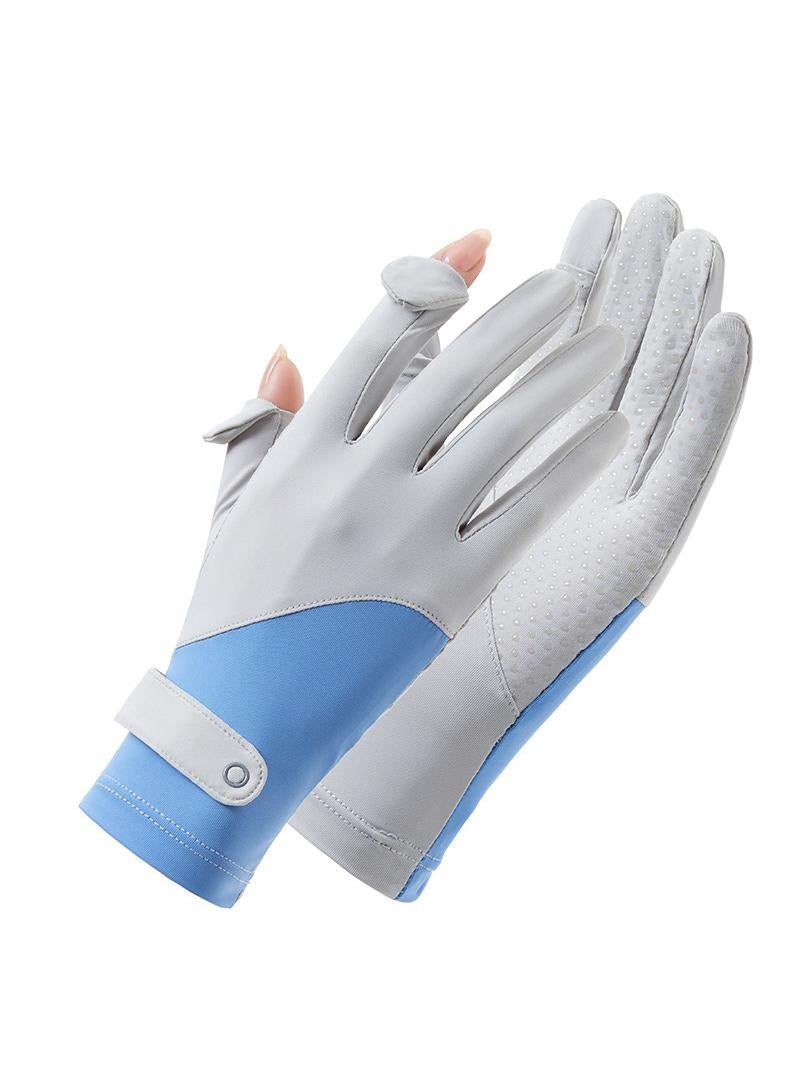 Women's Cool Outdoor Sunscreen Breathable Non-slip Sports Cycling Ice Silk Gloves