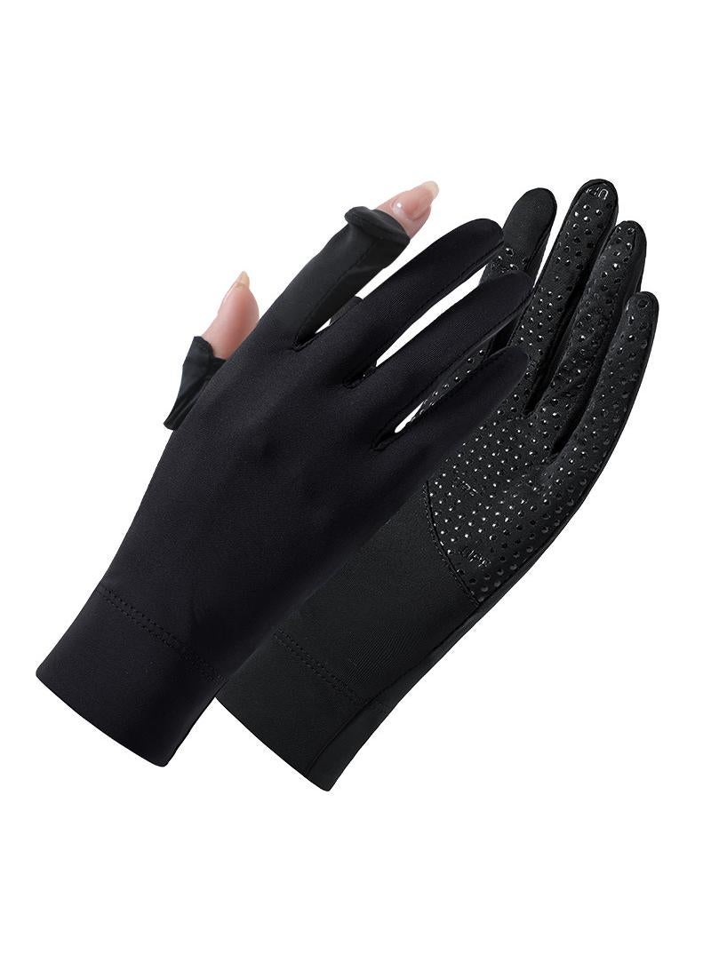 Women's Cool Outdoor Sunscreen Breathable Non-slip Sports Cycling Ice Silk Gloves