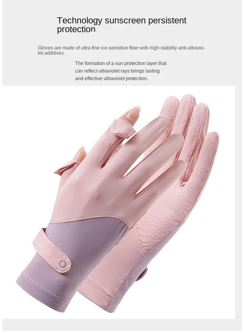 Women's Cool Outdoor Sunscreen Breathable Non-slip Sports Cycling Ice Silk Gloves