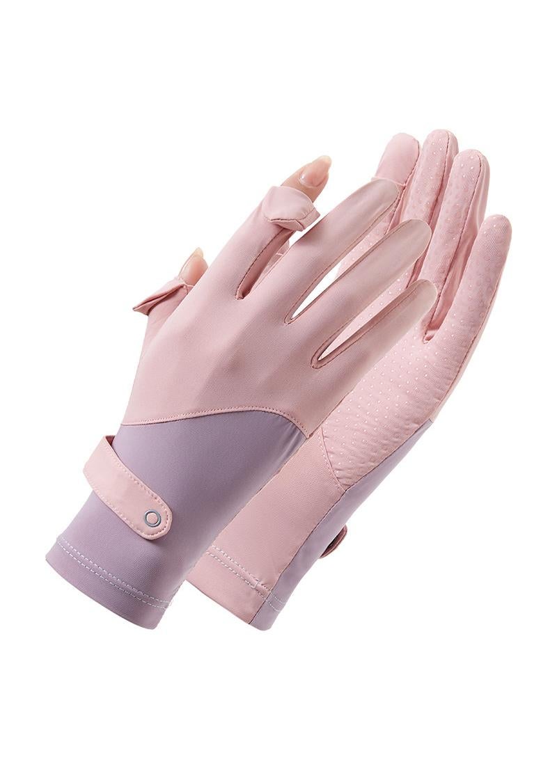 Women's Cool Outdoor Sunscreen Breathable Non-slip Sports Cycling Ice Silk Gloves