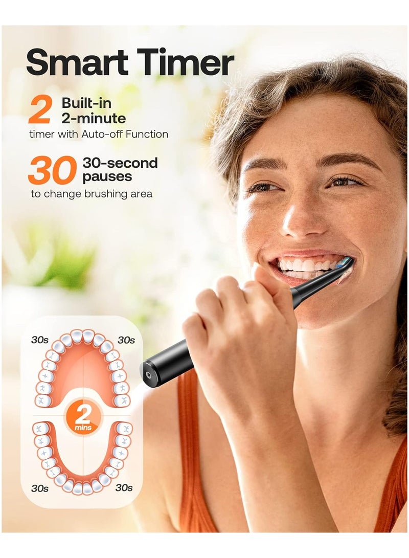 D2 Ultrasonic Electric Toothbrush for Adults and Kids, Electric Toothbrush with Rechargeable Power, 8 Toothbrush Heads and 5 Modes