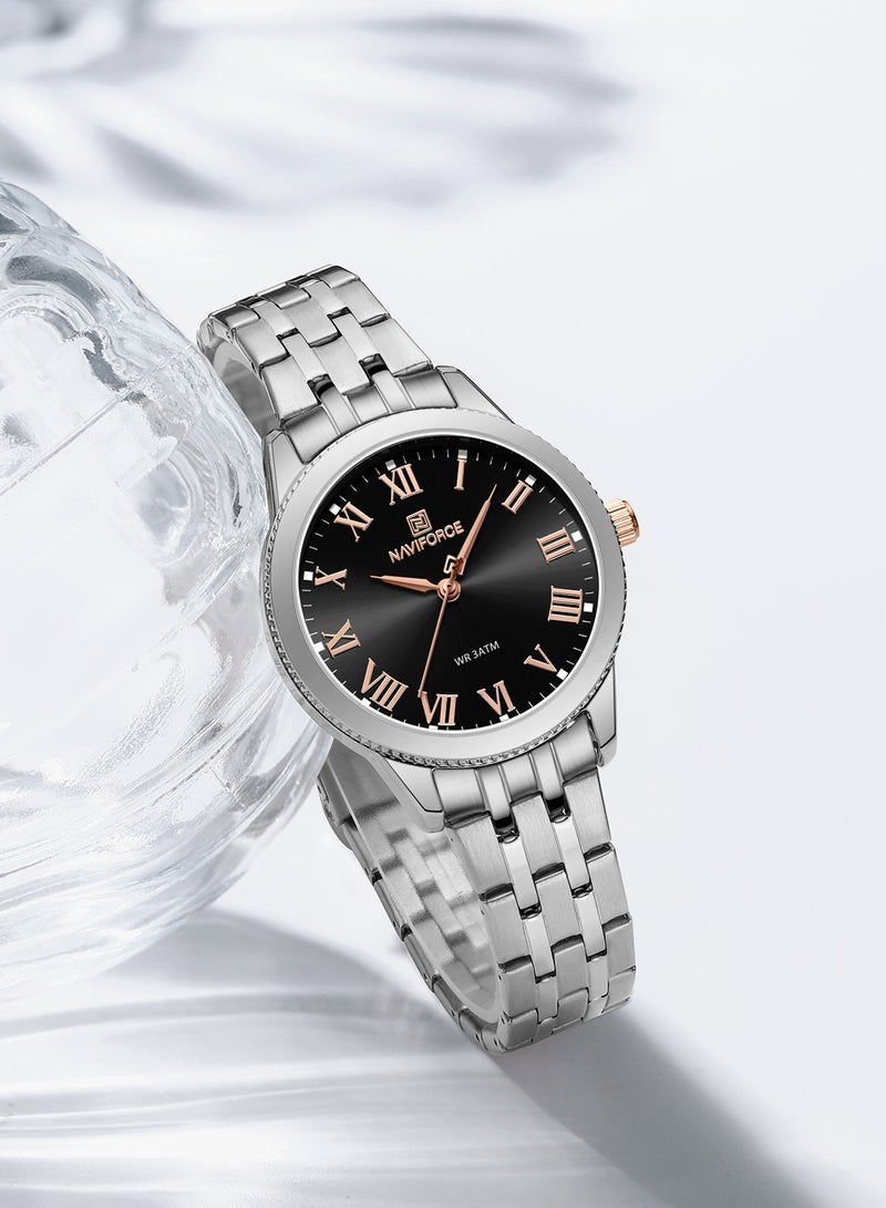 Women's Analog Round Shape Stainless Steel Wrist Watch NF5032 S/B/S - 35 Mm