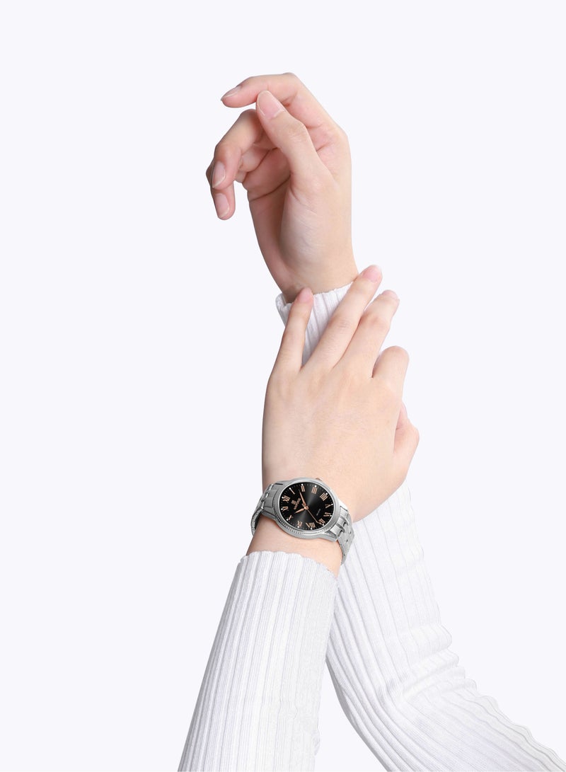 Women's Analog Round Shape Stainless Steel Wrist Watch NF5032 S/B/S - 35 Mm