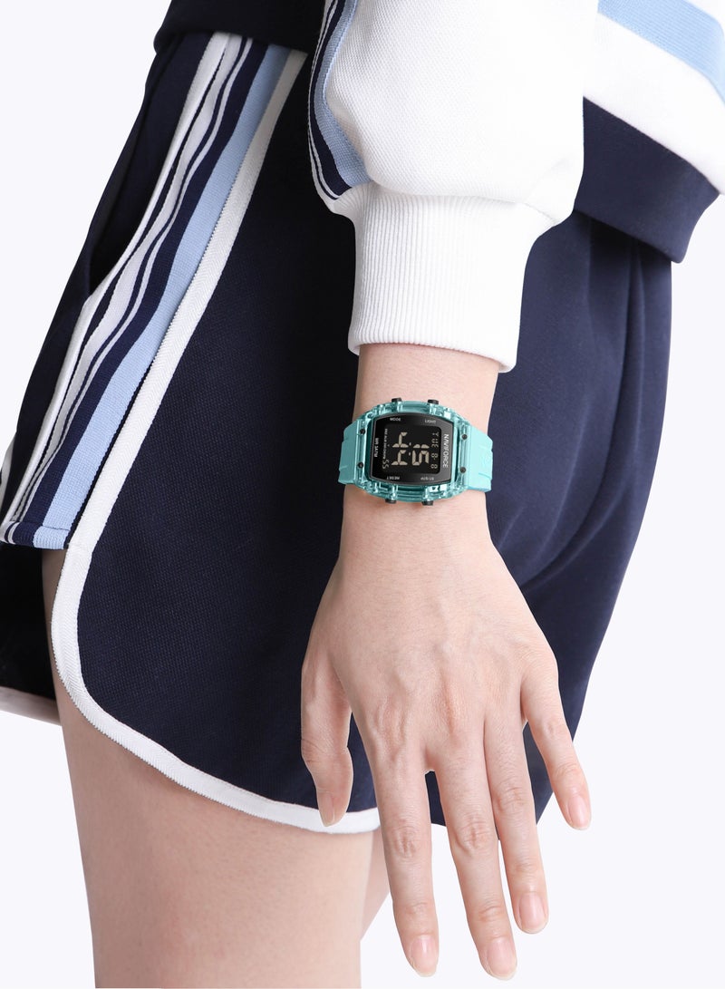 Women's Digital Square Shape Silicone Wrist Watch NF7102 BE/BE - 35 Mm