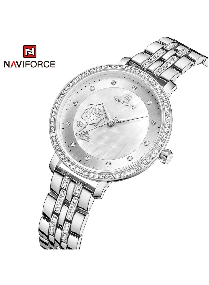 Women's Analog Round Shape Stainless Steel Wrist Watch NF5017 S/W - 36.5 Mm