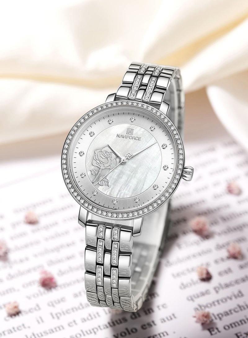 Women's Analog Round Shape Stainless Steel Wrist Watch NF5017 S/W - 36.5 Mm