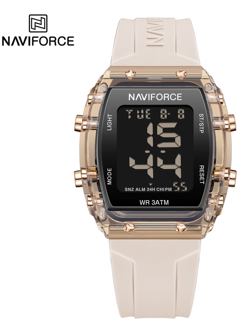 Women's Digital Square Shape Silicone Wrist Watch NF7102 RG/BG - 35 Mm