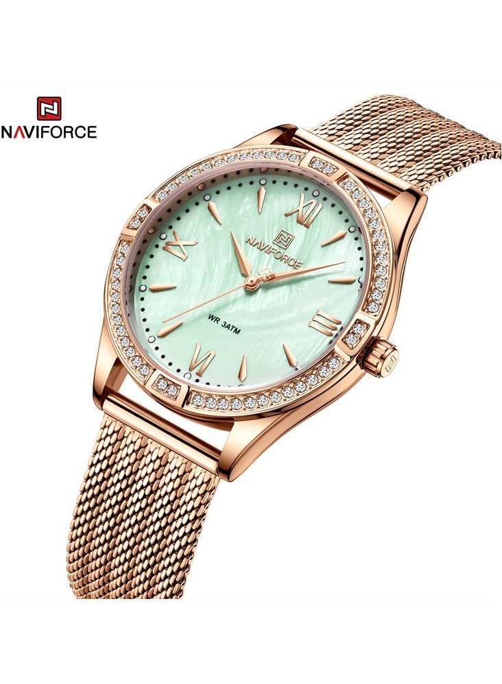 Women's Analog Round Shape Stainless Steel Wrist Watch NF5028 RG/GN - 37 Mm