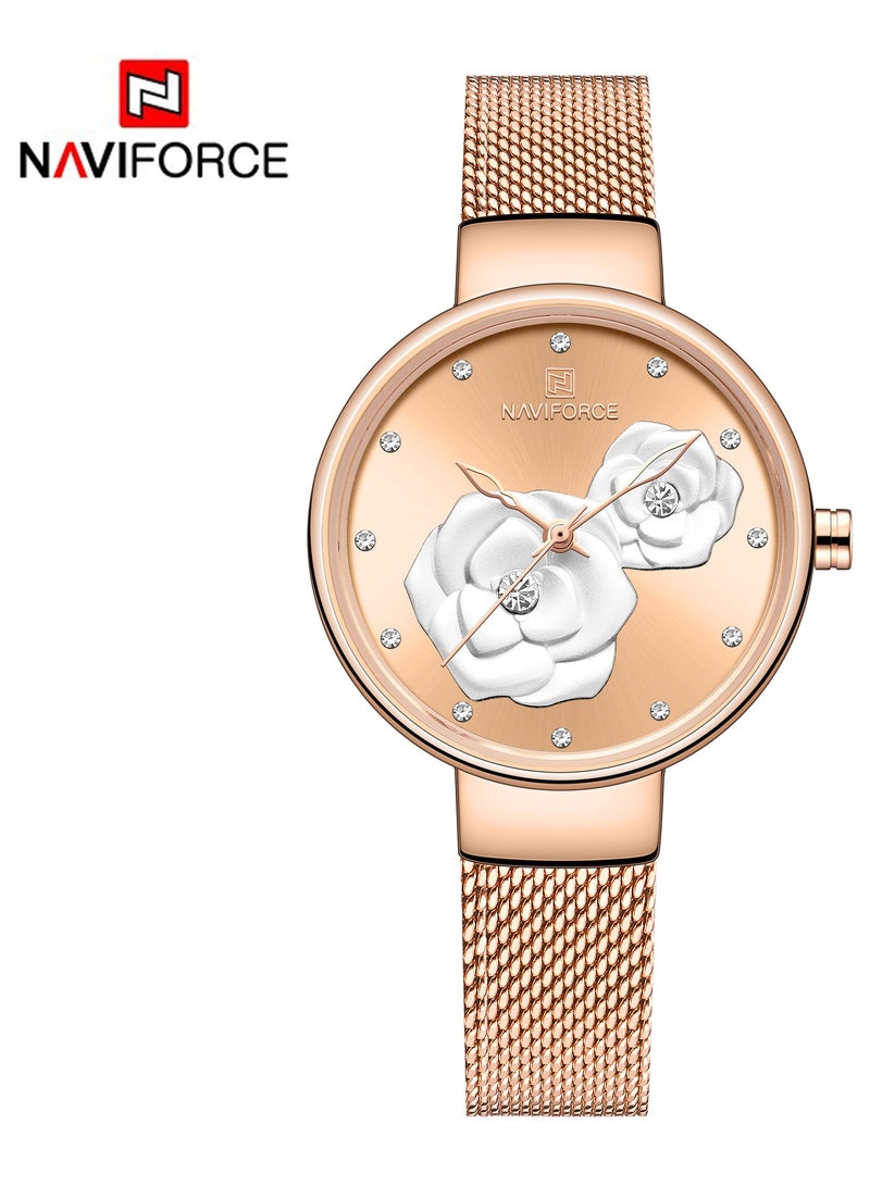 Women's Analog Round Shape Stainless Steel Wrist Watch NF5013 RG/RG/RG - 32 Mm