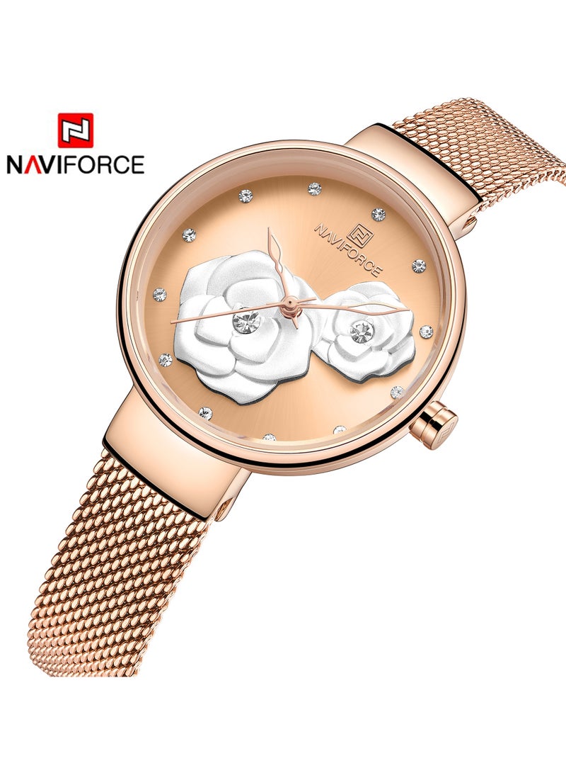 Women's Analog Round Shape Stainless Steel Wrist Watch NF5013 RG/RG/RG - 32 Mm