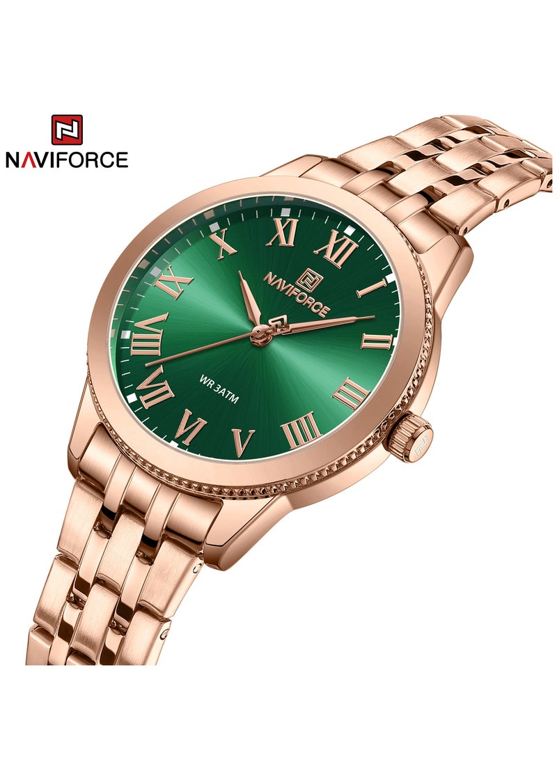 Women's Analog Round Shape Stainless Steel Wrist Watch NF5032 RG/GN/RG - 35 Mm