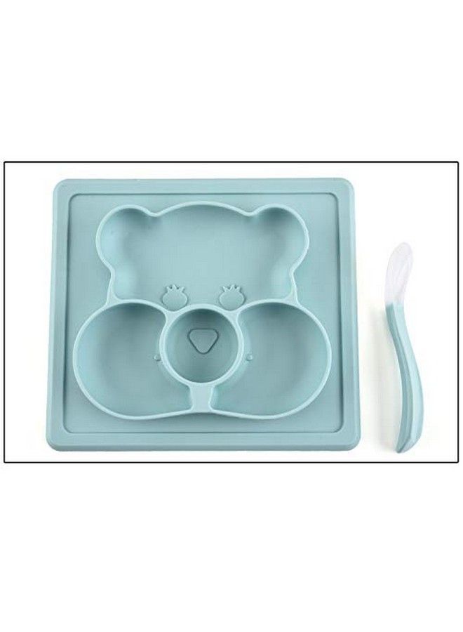 Baby Placemat Silicone Feeding Plate For Toddlers Easily Wipe Clean (Blue)