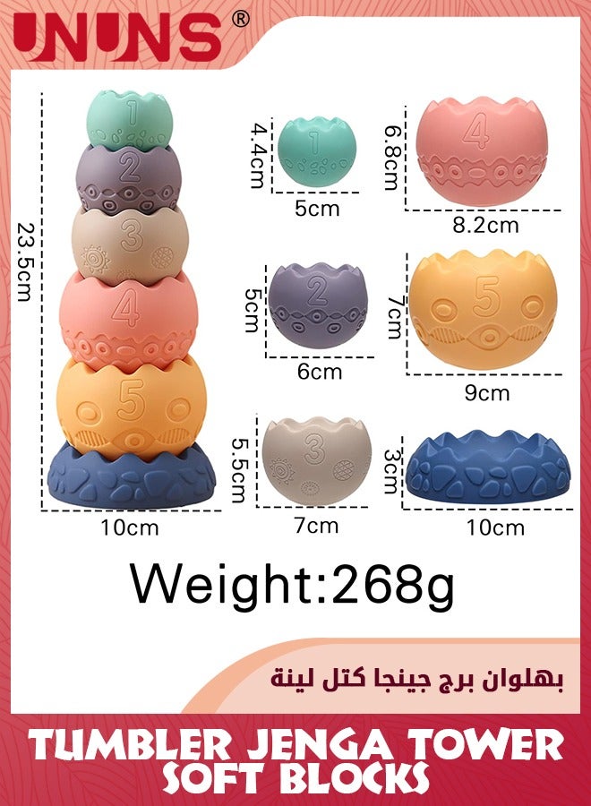Baby Toys 6-12 Months,6Pcs Soft Stacking Building Blocks For Infants,Montessori Sensory Stacking Balls Toys,Soft Infant Teething Toys For Toddlers 0-3-6-9-12 Months,Oval