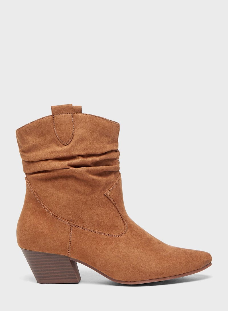 Pointed Toe Low Heel Boots