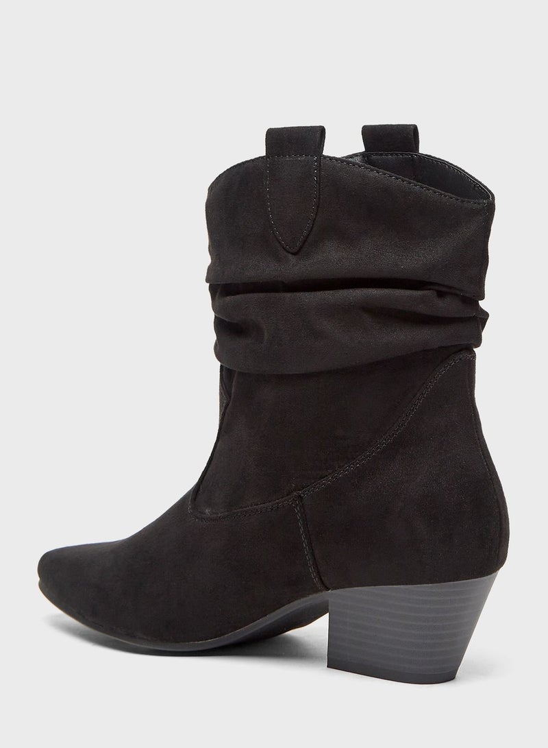 Pointed Toe Low Heel Boots