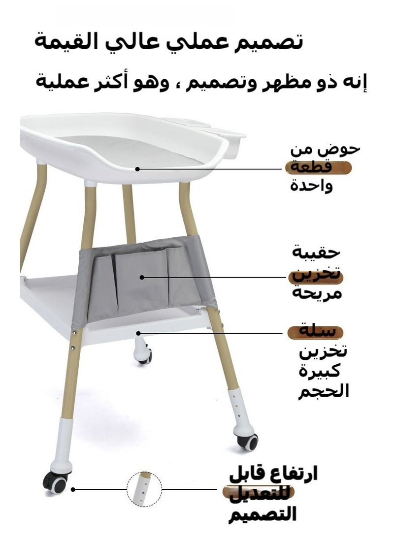 Deluxe baby changing table dresser diaper station with changing pad adjustable height top changing table with nursery organizer and Large storage rack for newborn baby and infant