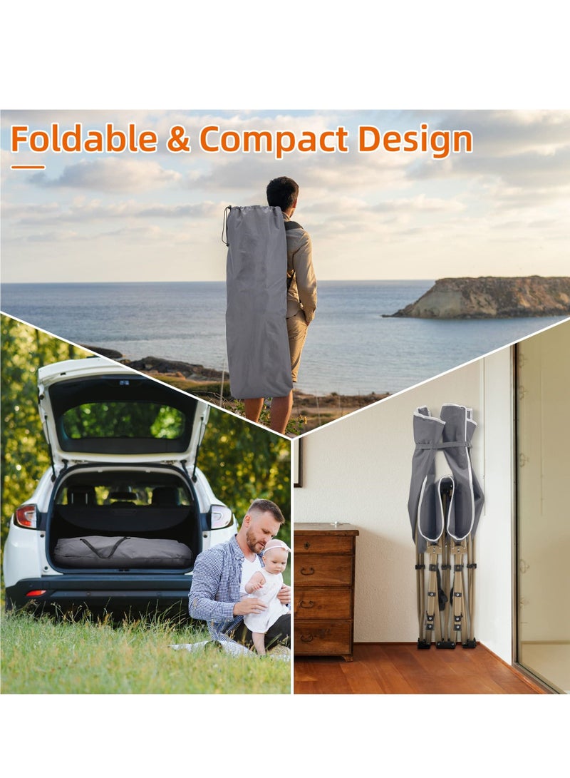 Portable Camping Cot, Sleeping Cot for Adult, 190*71cm Extra Wide Heavy Duty Folding Cot Max Load 600LBS with Thick Mattress and Carry Bag, Portable Camping Bed for Outdoor Camping and Office