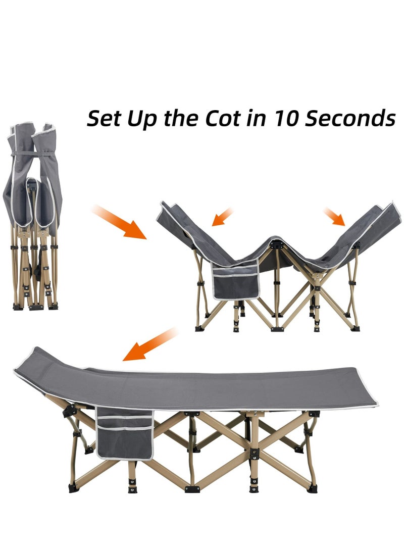 Portable Camping Cot, Sleeping Cot for Adult, 190*71cm Extra Wide Heavy Duty Folding Cot Max Load 600LBS with Thick Mattress and Carry Bag, Portable Camping Bed for Outdoor Camping and Office