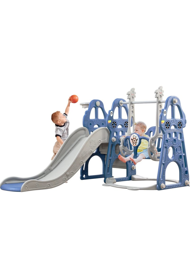 Toddler Slide and Swing Set 4 in 1 Toddler Playground with Swing Slide Climber and Basketball Baby Slide for Boys and Girls Backyard Playsets for Kids Indoor and Outdoor
