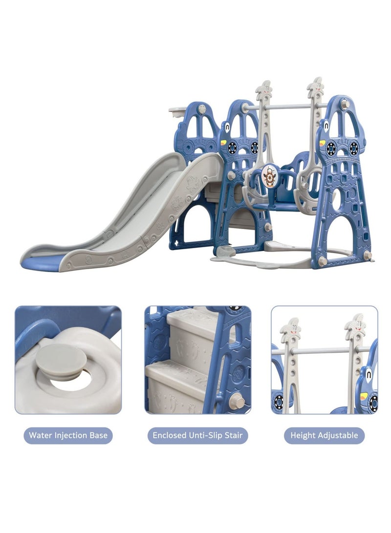 Toddler Slide and Swing Set 4 in 1 Toddler Playground with Swing Slide Climber and Basketball Baby Slide for Boys and Girls Backyard Playsets for Kids Indoor and Outdoor