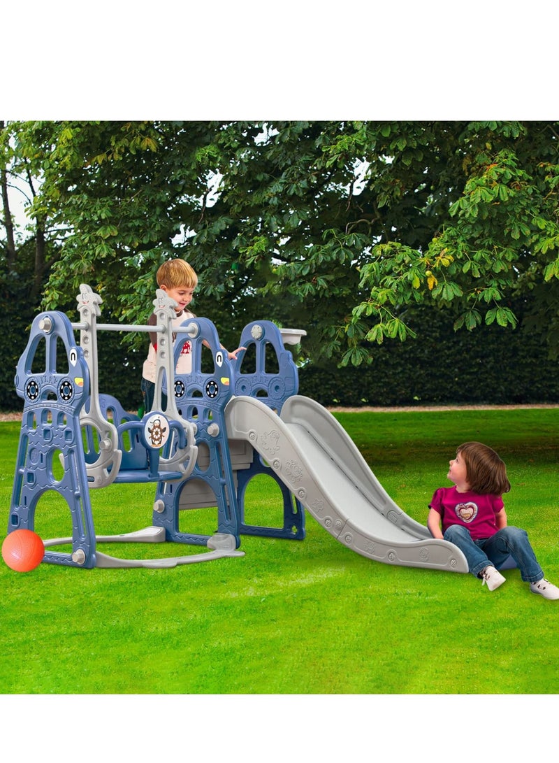 Toddler Slide and Swing Set 4 in 1 Toddler Playground with Swing Slide Climber and Basketball Baby Slide for Boys and Girls Backyard Playsets for Kids Indoor and Outdoor