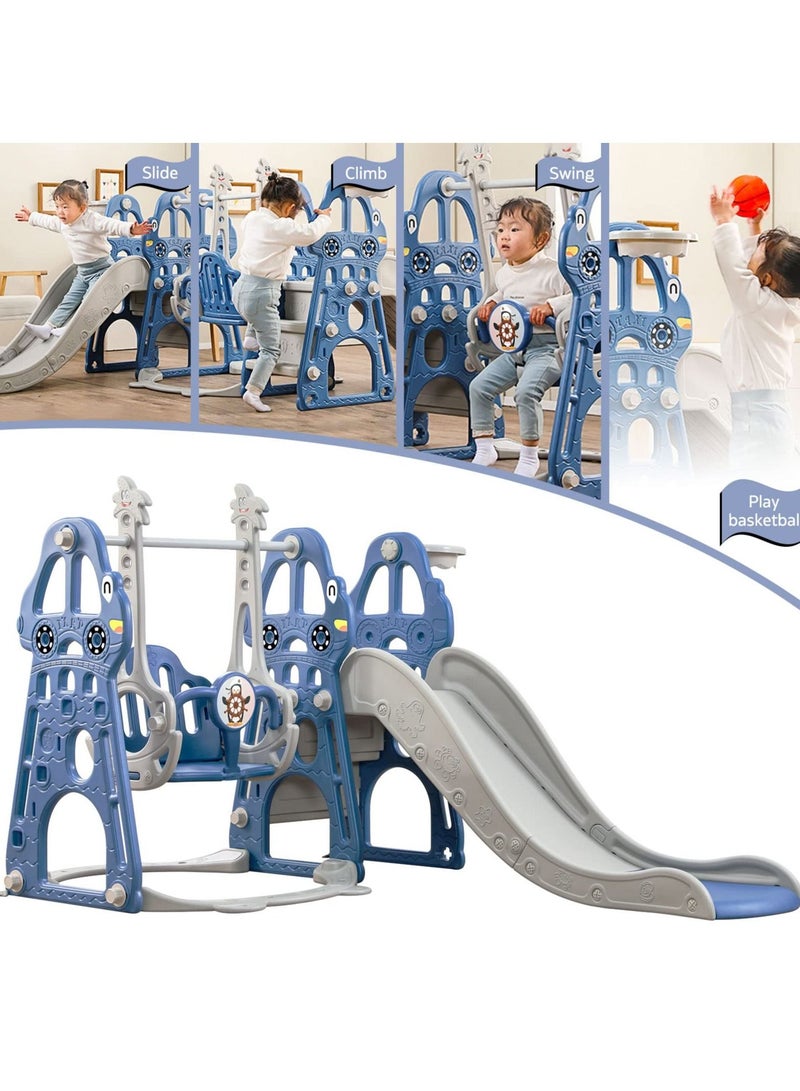 Toddler Slide and Swing Set 4 in 1 Toddler Playground with Swing Slide Climber and Basketball Baby Slide for Boys and Girls Backyard Playsets for Kids Indoor and Outdoor