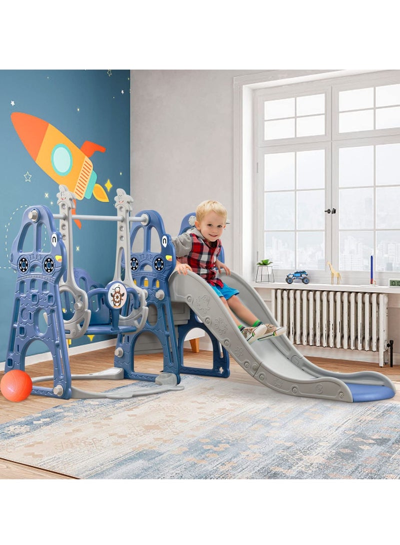 Toddler Slide and Swing Set 4 in 1 Toddler Playground with Swing Slide Climber and Basketball Baby Slide for Boys and Girls Backyard Playsets for Kids Indoor and Outdoor