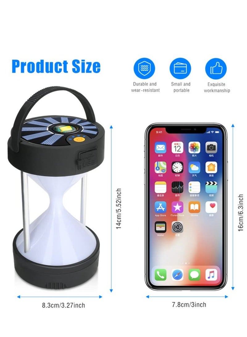 LED Camping Lantern, Portable Rechargeable Solar and Battery Powered Lights, 1800mAh Power Bank 4 Light Modes Emergency Lights for Camping, Hiking, Hurricane, Outages