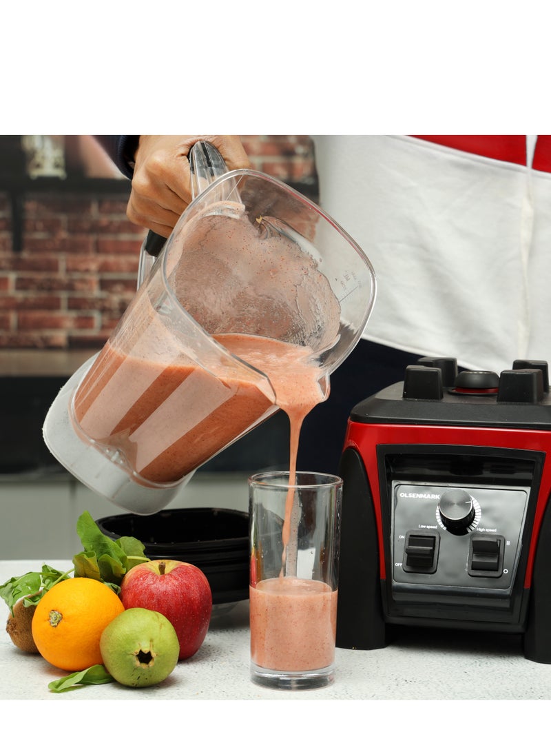 Heavy-Duty Professional Blender Speed Option with Pulse Function, Over-Current Protection Setting, Commercial-Grade Powerful Motor, 3L Unbreakable PC Jar 3 L 1800 W OMSB2494 BLACK AND RED